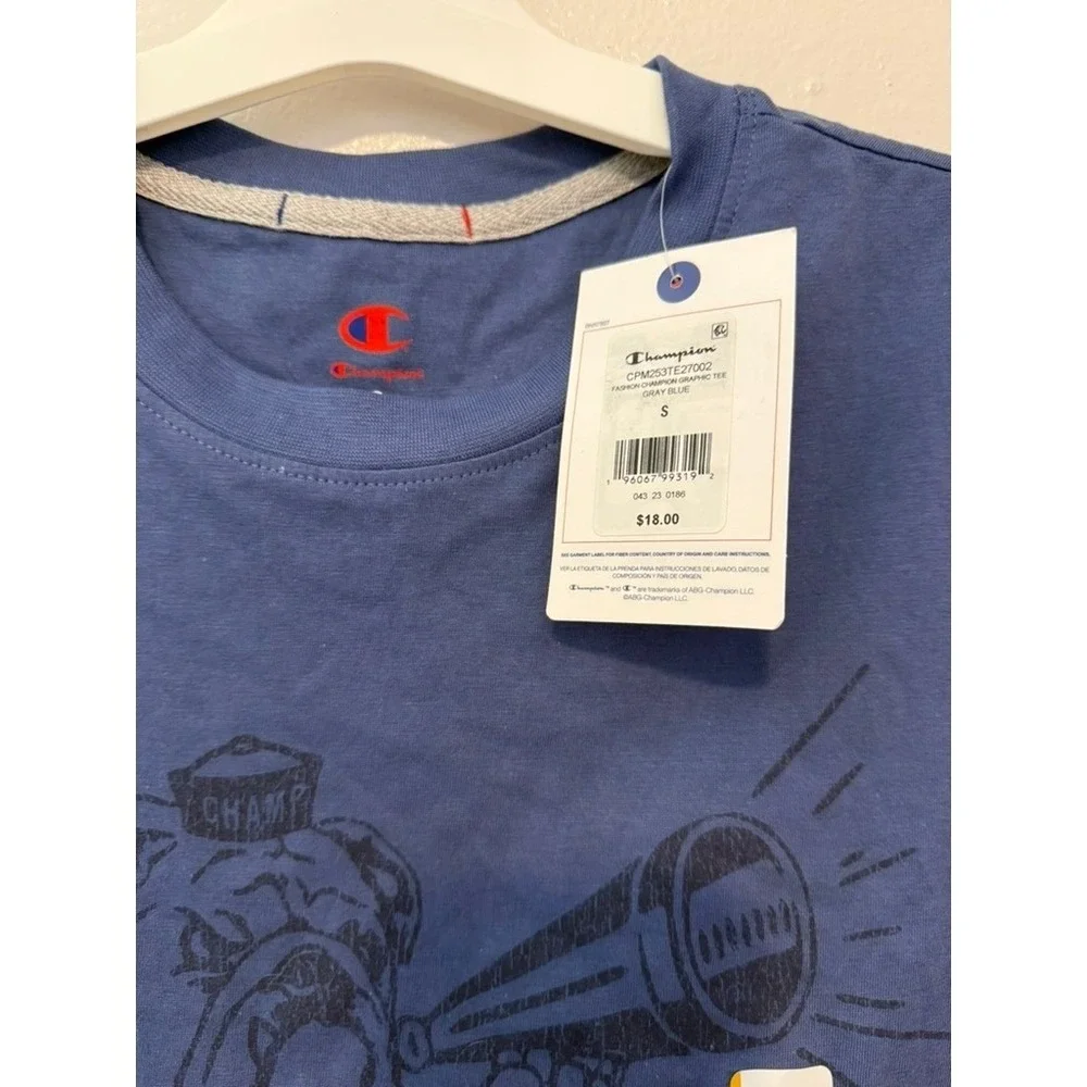 Champion Mens Gray Blue Bulldog Graphic Tee Shirt Small NWT - Picture 2 of 3